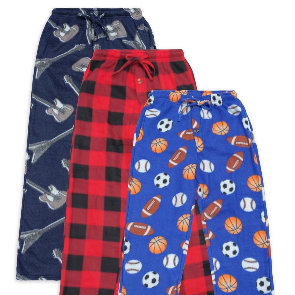 New Boys Super-Soft Fleece 3-Pack Pajama Pant Set.